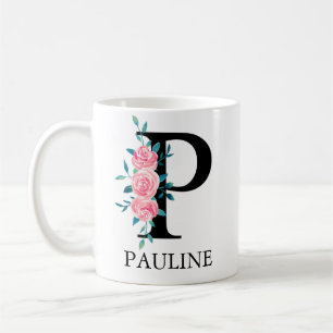 Monogram Watercolor Custom Single Letter P Coffee Mug