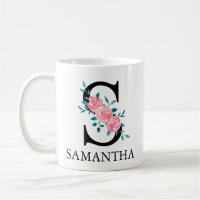 Monogram Watercolor Custom Single Letter S Coffee
