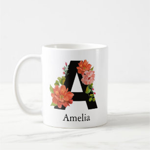 Monogram Watercolor Custom Single Letter T Coffee Mug