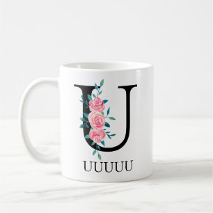 Monogram Watercolor Custom Single Letter U Coffee Mug