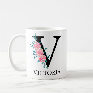 Monogram Watercolor Custom Single Letter V Coffee Mug