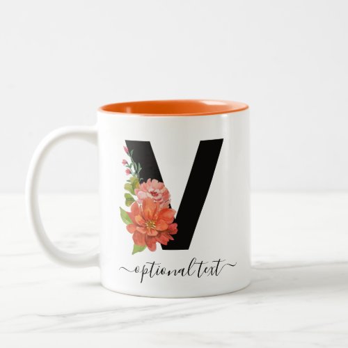 Monogram Watercolor Custom Single Letter  V Two_To Two_Tone Coffee Mug