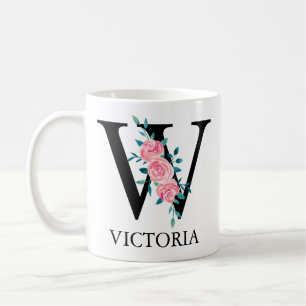 Monogram Watercolor Custom Single Letter W Coffee Mug