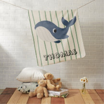 Monogram Watercolor cute whale trendy Stripes