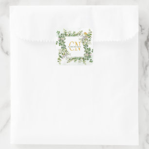 Monogram Watercolor Eucalyptus Frame Sticker