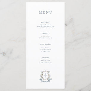 Monogram Watercolor Floral Crest Wedding Menu