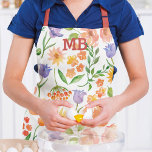 Monogram Watercolor Floral Modern Girly Apron<br><div class="desc">Monogram Watercolor Floral Modern Girly Apron features colorful watercolor flowers in orange,  purple and green on a white background. Personalize with your custom monogram by editing the text in the text box provided. Designed by ©Evco Studio www.zazzle.com/store/evcostudio</div>
