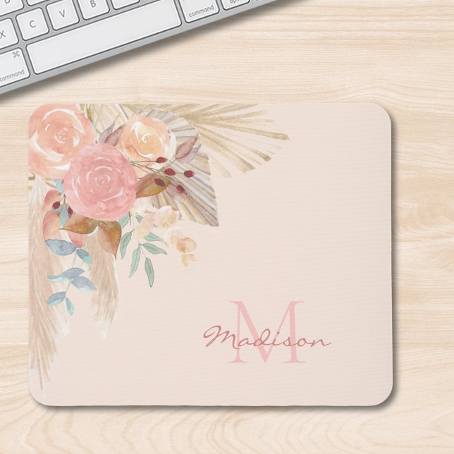 Monogram Watercolor Floral Mouse Pad (Creator Uploaded)