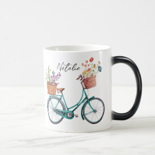 Monogram watercolor floral on bicycle Cute gift Color Morph Mug