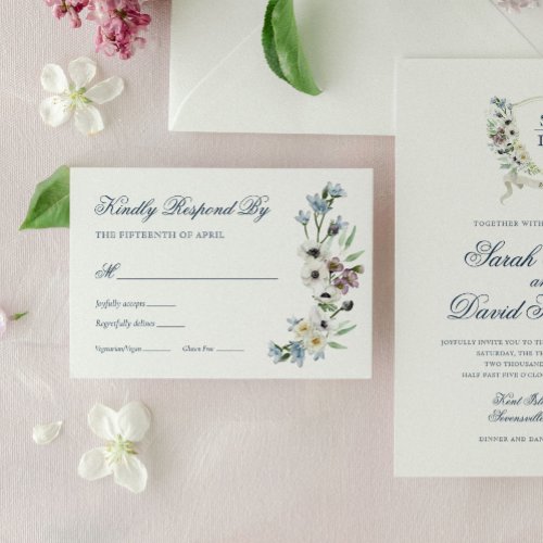 Monogram Watercolor Floral Wedding Response Card