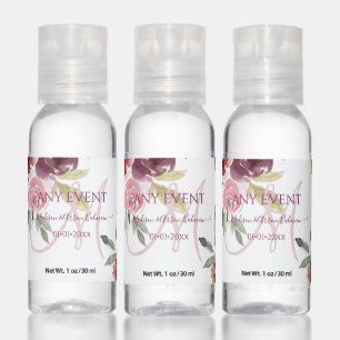 Monogram Watercolor Flowers Fall Roses Hand Sanitizer