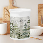 Monogram Watercolor Green Pine Forest on Mountain Beverage Pitcher<br><div class="desc">Sip in style with our Monogram Watercolor Green Pine Forest on mountain beverage pitcher ! Personalize it and embrace nature's beauty,  and enjoy your drink with a touch of rustic charm.</div>
