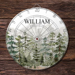 Monogram Watercolor Green Pine Forest on Mountain Dart Board<br><div class="desc">Add touch of nature to your sport style with our Monogram Watercolor Green Pine Forest on Mountain Dart Board! Personalize it and enjoy touch of rustic charm to your game !</div>