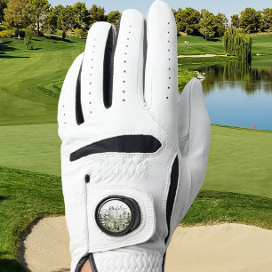 Monogram Watercolor Green Pine Forest on Mountain Golf Glove
