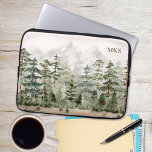 Monogram Watercolor Green Pine Forest on Mountain Laptop Sleeve<br><div class="desc">Protect your laptop in style with our Watercolor Green Pine Forest on Mountain Laptop Sleeve – a touch of rustic adventure for nature lovers.</div>
