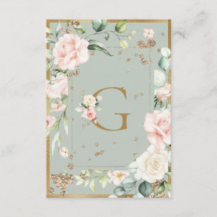 Monogram Watercolor Letter G Floral Blush Thank You Card