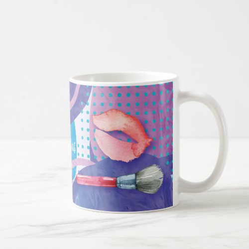 Monogram Watercolor Make Up Artist Stylist Lips Coffee Mug