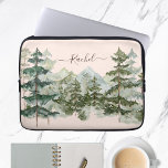 Monogram Watercolor Pine Forest Mountain Rustic Laptop Sleeve<br><div class="desc">Elevate your style with Monogram Watercolor Pine Forest & Mountain Rustic Laptop Sleeve. Customizable with your name for a personal touch.</div>