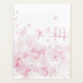 Monogram Watercolor Pink 2025 Floral Planner