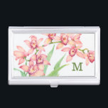 Monogram | Watercolor Pink Flowers Case For Business Cards<br><div class="desc">Watercolor Pink Flowers Artist: Tim OToole</div>