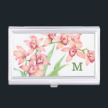 Monogram | Watercolor Pink Flowers Case For Business Cards<br><div class="desc">Watercolor Pink Flowers Artist: Tim OToole</div>