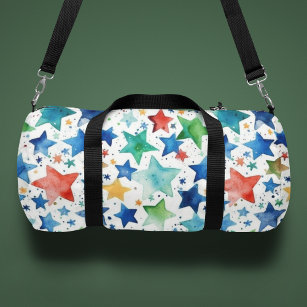 Monogram Watercolor Stars Personalized Duffle Bag