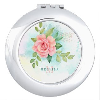 Monogram Watercolor Turquoise Ombre Pink Rose