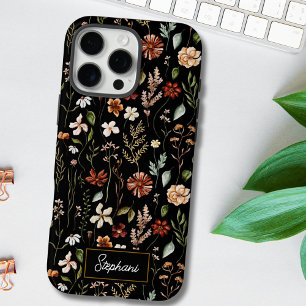 Monogram Watercolor Vintage Wildflower Floral iPhone 16 Pro Max Case