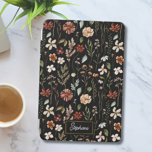 Monogram Watercolor Vintage Wildflower Floral iPad Mini Cover