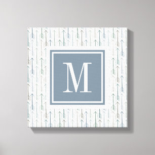 Monogram Watercolor Wanderlust Arrow Pattern Canvas Print