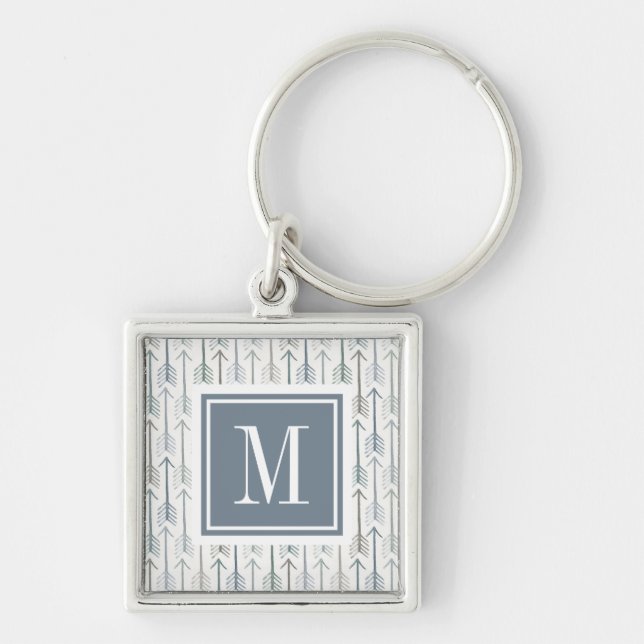 Monogram | Watercolor Wanderlust Arrow Pattern Keychain (Front)