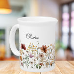 Monogram Watercolor Wildflower Pretty Floral Beverage Pitcher<br><div class="desc">Introducing our Monogram Watercolor Wildflower Pretty Floral teapot. Featuring watercolor illustration of wild field flowers and text that can be personalized in elegant boho style. Suitable as gift for nature lovers</div>