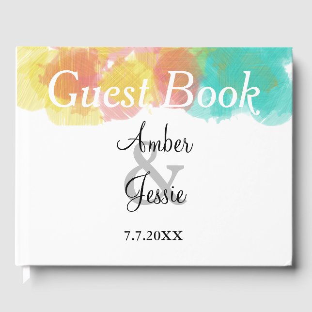 Monogram Watercolors Wedding Guest Book (Front)