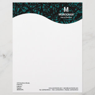 Monogram Wave - Abstract Lines - Moss Green Letterhead