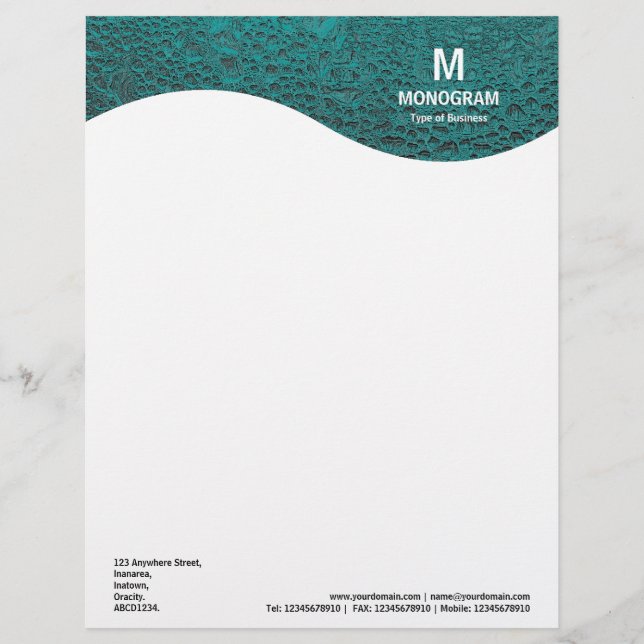 Monogram Wave - Cool Water - Aqua Letterhead (Front)