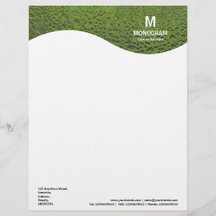 Monogram Wave - Cool Water - Avocado Letterhead