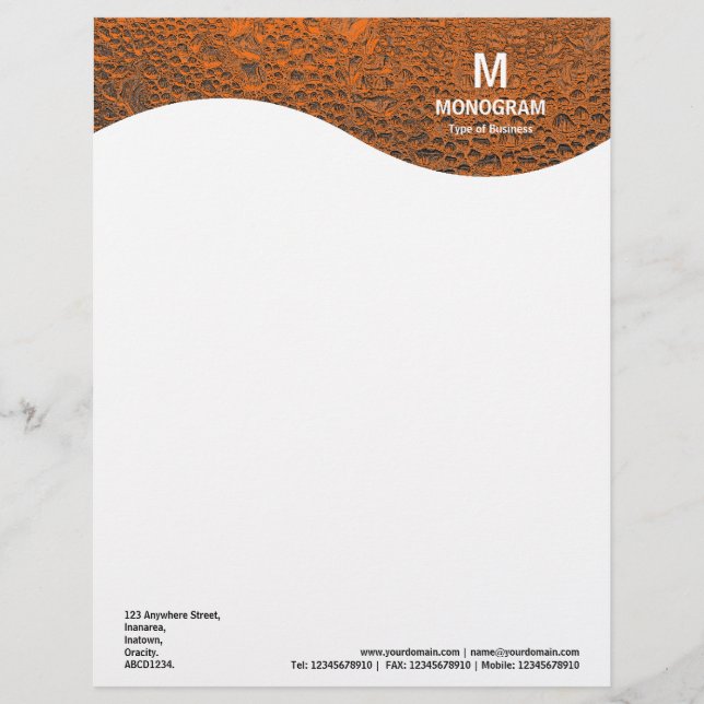 Monogram Wave - Cool Water - Orange Letterhead (Front)