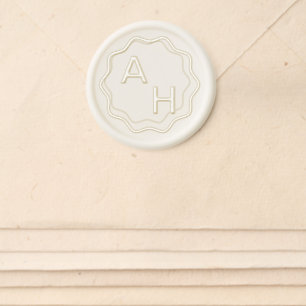 Monogram Wave Frame Modern Minimal Wedding Wax Seal Sticker
