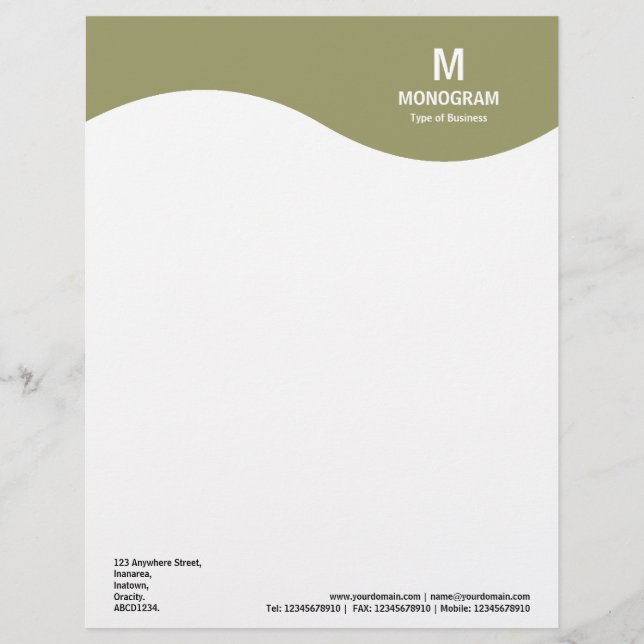 Monogram Wave - Green 999966 Letterhead (Front)