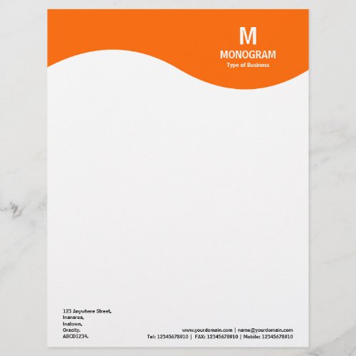 Monogram Wave _ Orange FF6600 Letterhead