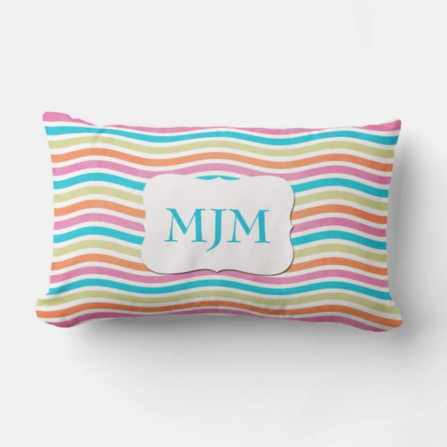 Monogram Wavy Stripes Lumbar Pillow (Front)