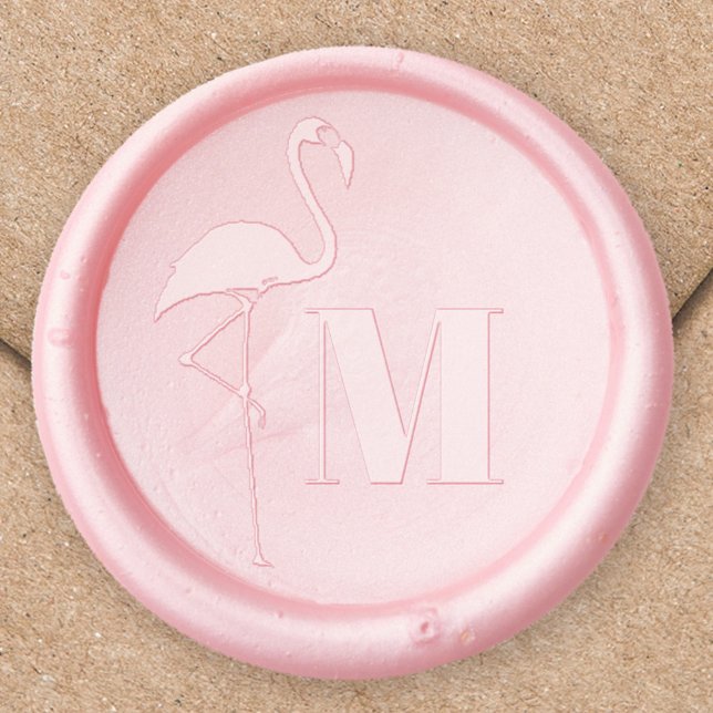Monogram Wax Elegant Custom Mailing Accessories Wax Seal Stamp (Simple pink flamingo tropical monogram wax seal kit. )