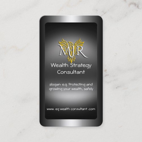 Monogram Wealth Strategy Consultant metal_look Business Card