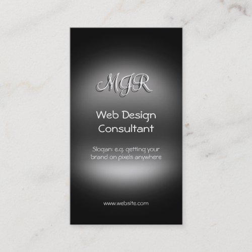 Monogram, Web Design Consultant, metal-look Business Card