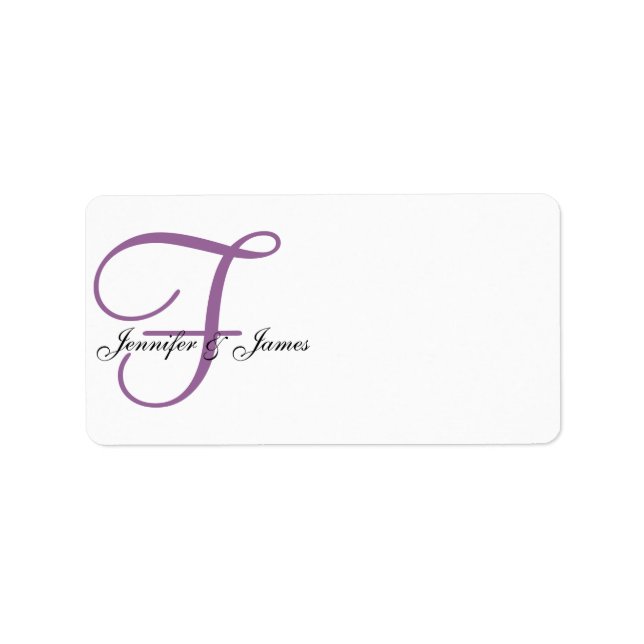 Monogram Wedding Address Labels Purple (Front)