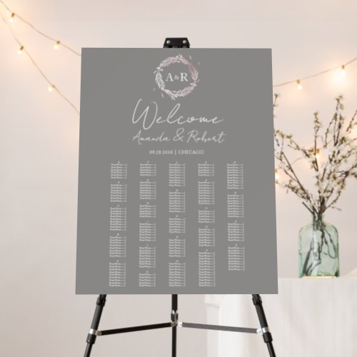 Monogram Wedding Alphabetical Seating Chart Board