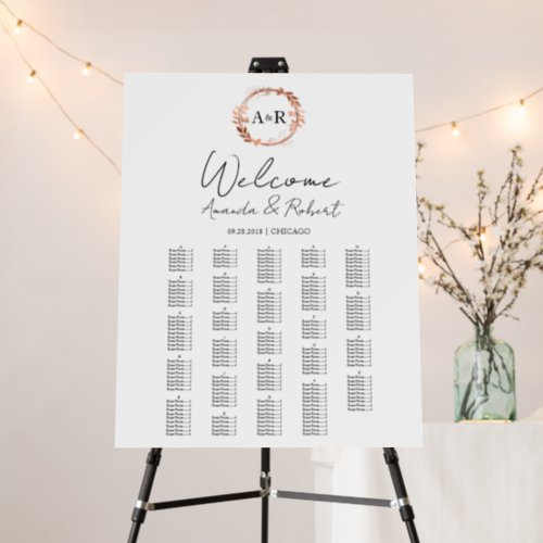 Monogram Wedding Alphabetical Seating Chart Board