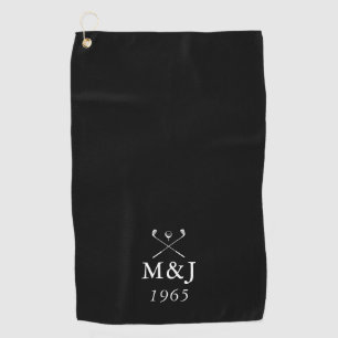 Monogram Wedding Anniversary Date Golf Towel