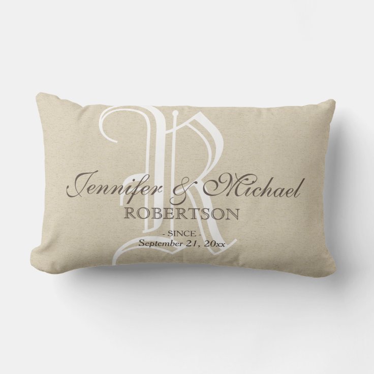 Monogram Wedding / Anniversary Pillow Zazzle