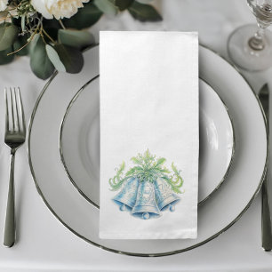 Monogram wedding bell green silver blue wedding cloth napkin